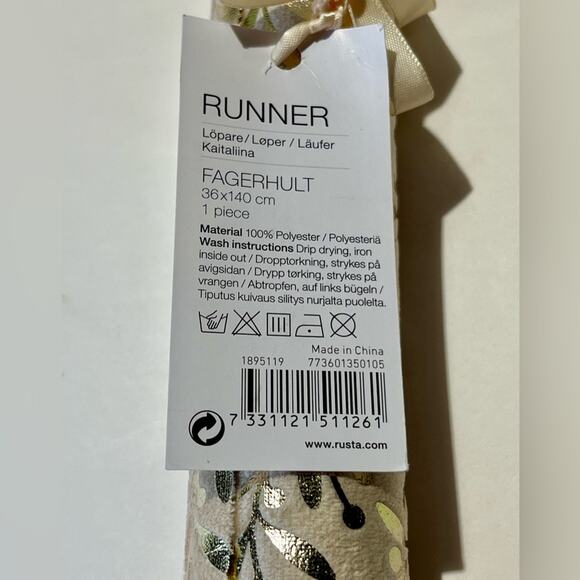 NWT Rusta Home gold leaf and tan table runner - Picture 5 of 6